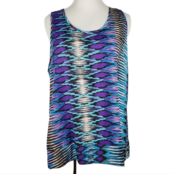TEA Rose Tank Top Racer Blue Purple Abstract Sleeveless XXL NWT Plus Size - Picture 2 of 7